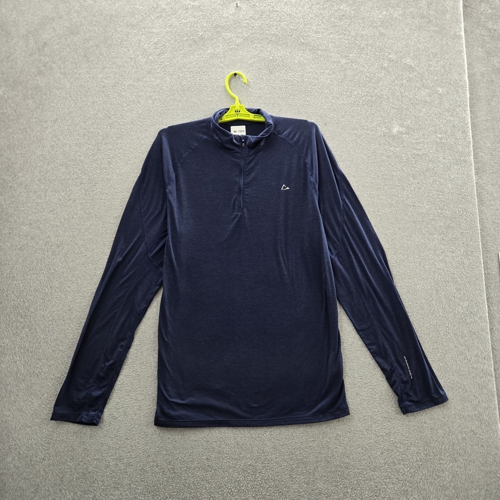 Paradox Men Shirt L Navy Blue Drirelease Merino Blend Base Layer Zipper‎